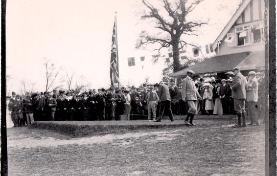 A.J.Balfour hits opening tee shot - Course Opening 1903